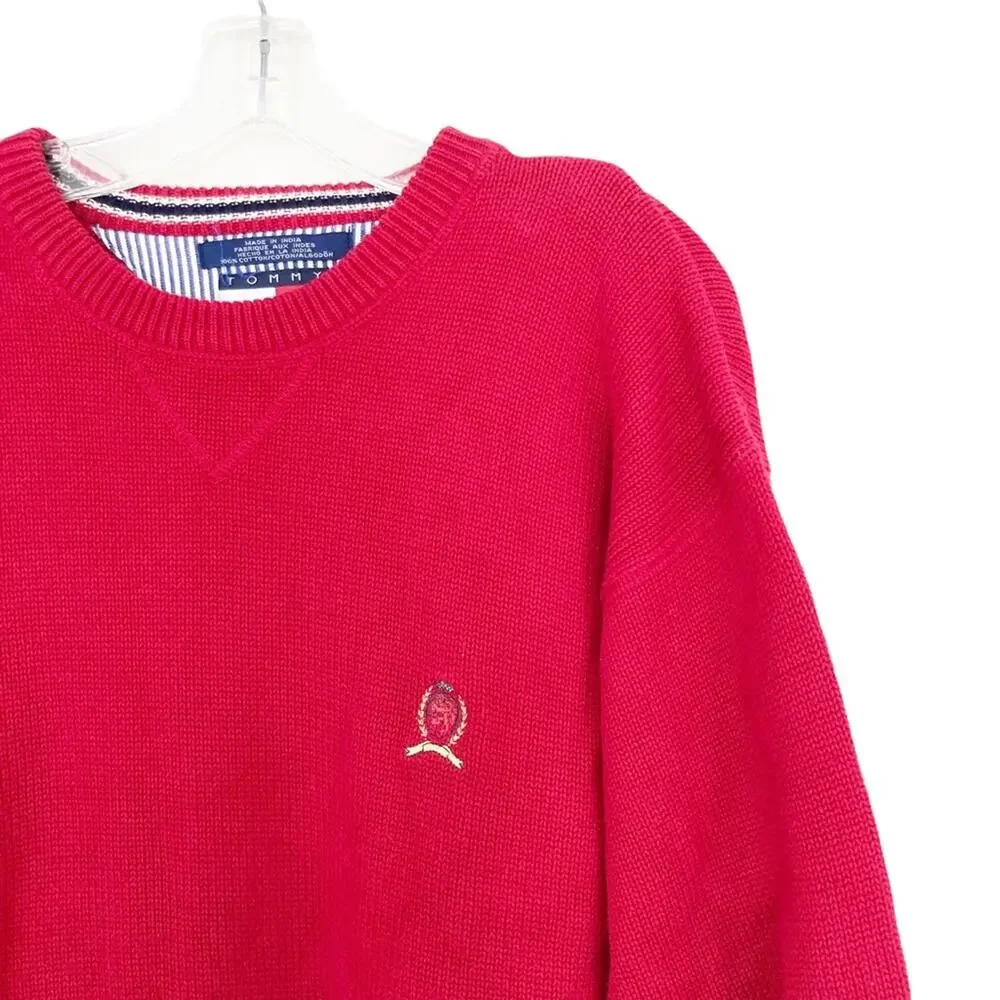 Tommy Hilfiger Red Knit Crewneck Sweater Sz XL